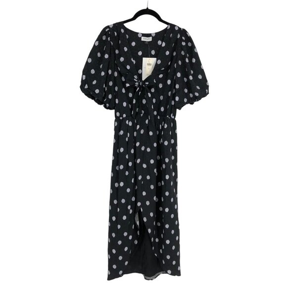 BNWT Delfi Collective x Anthropologie Black & White Polka Dot Midi Dress S - Picture 2 of 16